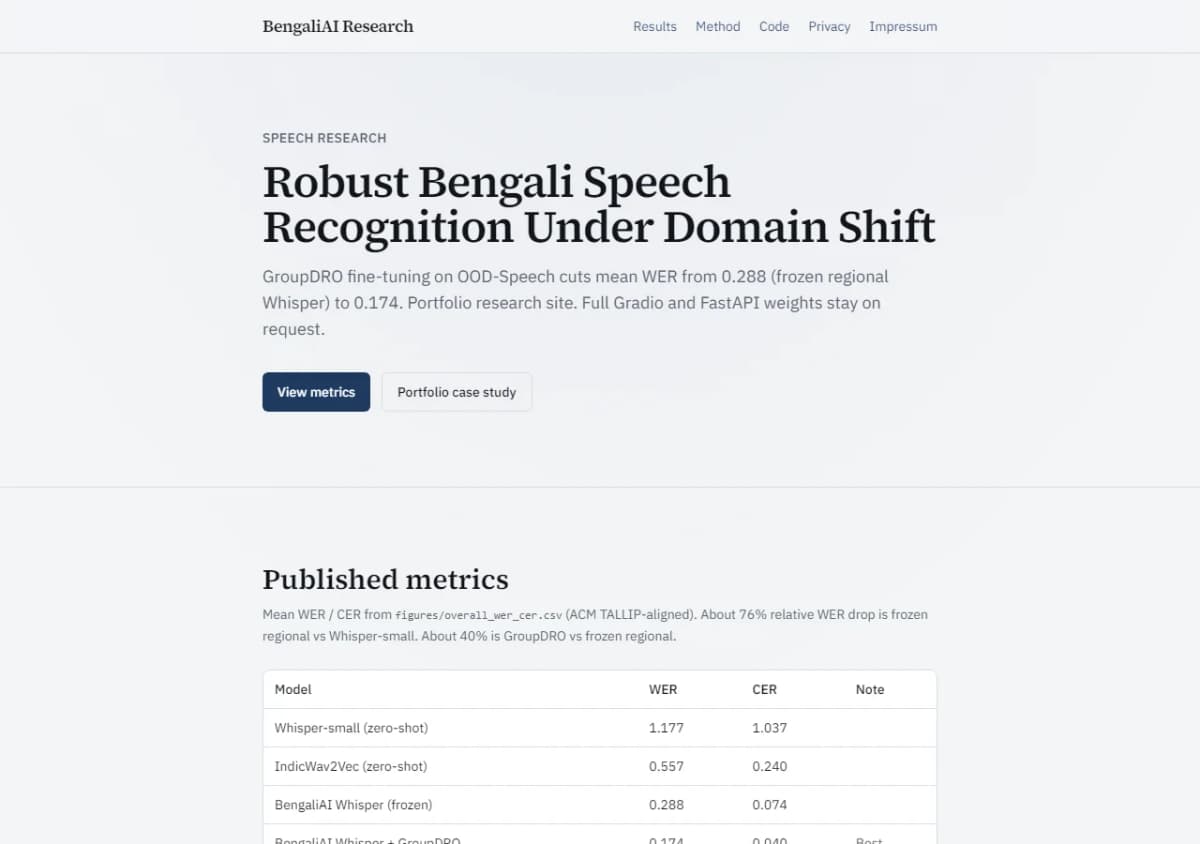 Robust Bengali Speech Recognition Under Domain Shift